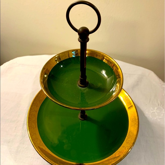Other - Green Metal Tiered Tray - MCM
